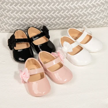 KIDSUN Baby Cute Bow Princess Shoes Solid Colour Soft Bottom First Toddler Shoes 0-18 Months Newborn Baby Shoes Girl 1