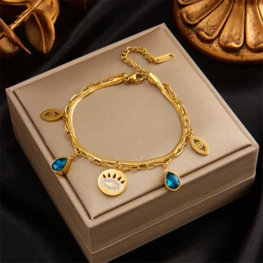 DIEYURO 316L Stainless Steel Gold Color Charm Bangle Bracelet For Women New Trend Rustproof Wrist Jewelry Party Gifts Bijoux 2