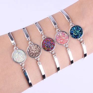 Round Rhinestone Linked Women's Hand Bracelets Korean Fashion Multicolor Crystal Charms Bracelet for Women Wholesale Accessories 1