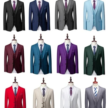 13 Color S-6XL Male Blazer Solid Color Classic Formal Business Men's Suit Jacket Groom Groomsmen Wedding Dress Party Social Coat 3