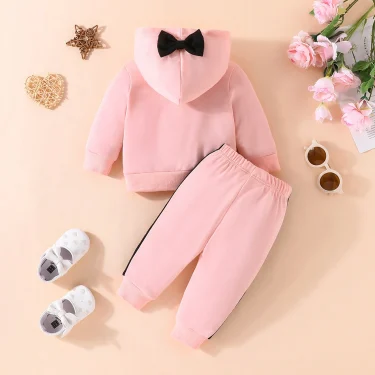 Comfort Fashion Spring-Autumn Baby 2-Piece Clothing Set Children Long Sleeve Hoodie and Color Blocked Pants Everyday Wear Sets 3