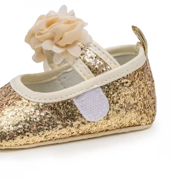 KIDSUN Baby Girl Shoes Party Cotton Bottom Non-slip Bling Newborns Infant Crib First Walkers Toddler Baby Shoes Flower Lace 5