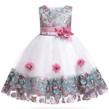 Summer Kids Girl Dress Embroidery Flower Girls Birthday Party Dresses Children Princess Prom Costums Formal Clothes 3 8 Years 1
