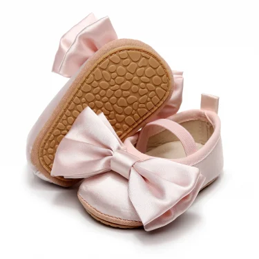 Princess Baby Girls Moccasins Cute Big Bowknot Soft Sole Flat Shoes for Infant Prewalker Anti-Slip Shoes First Walker Crib Shoes 1