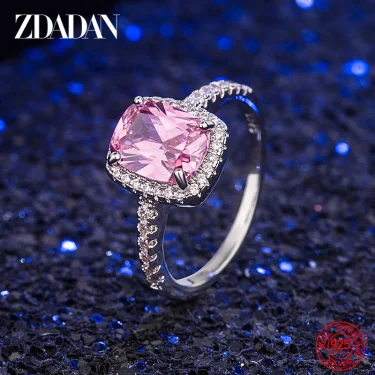 ZDADAN 925 Sterling Silver Vintage Emerald Rings For Women Wedding Engagement Jewelry 3