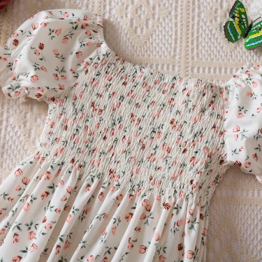 Girls Dresses Summer New Baby Girls Floral Short Sleeves Dress 3-7Yrs Children Clothes Holiday Casual Kids Printed Clothing 3