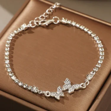 925 Sterling Silver Zircon Bracelets For Women Vintage Luxury Butterfly Adjustable Chain Bracelets Shiny Party Wedding Jewelry 1