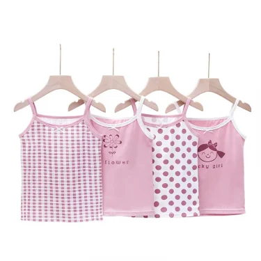 Summer Girls tank top Children's Wear Pure Cotton Crewneck Vest Strappy Tops Briefs Boxer Shorts Kid 3-8 Years Old 3