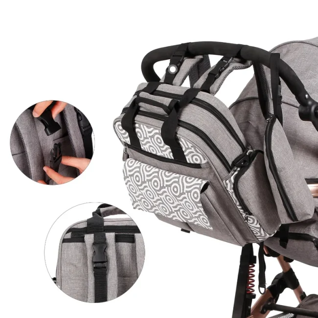 New shoulder carrying bag Diagonal cross multifunctional mommy bag Large capacity travel package Hanging baby stroller luggage 4