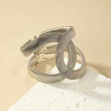 Retro Exaggerated Metal Wide Spring Cuff Bracelet for Women Statement Adjustment Elastic Alloy Fashion Bangle Jewelry Gifts 6