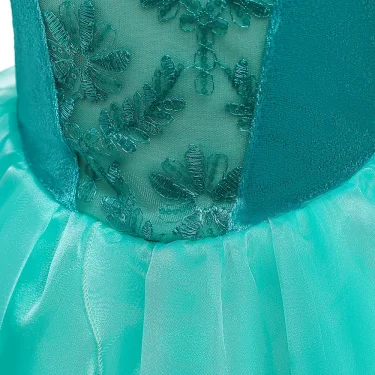 Mermaid Dress For Girls Cartoon Princess Theme Party Costume Kids Sequin Applique Floor Length Tulle Fluffy Frocks 5