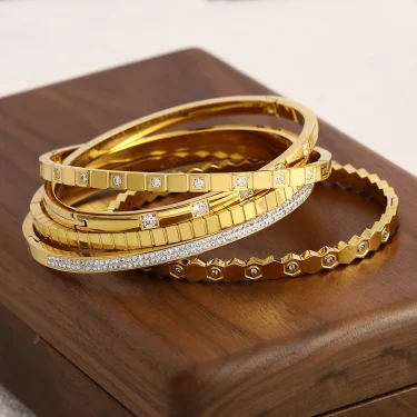 Greatera Trendy Gold Plated 316L Stainless Steel Bangles Bracelets for Women Delicate Cubic Zirconia Bracelet Party Jewelry 2024 4