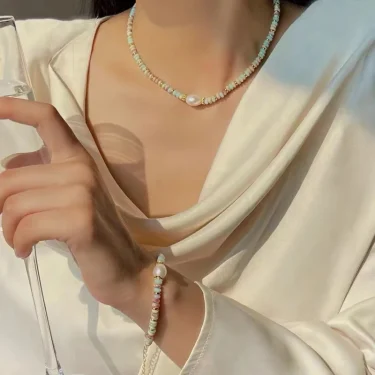 Vacation Style Natural Stone Bead Pearl Pendant Bracelet For Women's Fashion Jewelry sets Unusual Bracelet Accessories For Party 2