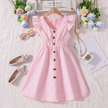 Kids Dress For Girls 8-12 Years Summer Girls Dopamine Dress Graduation Birthday Party Event Fresh Sweet Style Girls Dress 4