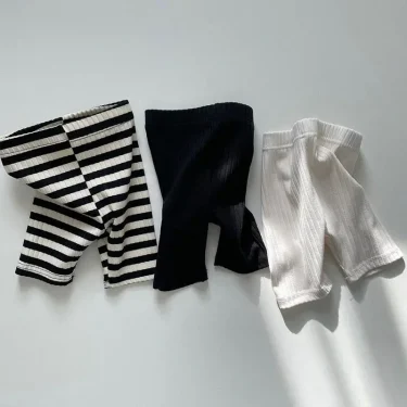 Summer New Children Solid Shorts Cotton Girls Leggings Striped Baby Stretch Pants Infant Toddler Shorts Kids Clothes 2