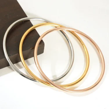3 Pieces/lot Non Fading Stainless Steel Bracelet Bangles For Women Simple Style Gold Plated Waterproof Women's Bracelets Bangle 1