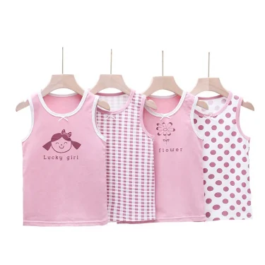 Summer Girls tank top Children's Wear Pure Cotton Crewneck Vest Strappy Tops Briefs Boxer Shorts Kid 3-8 Years Old 2