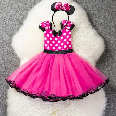 Cute Baby Girl Dress Minnie Mouse Cosplay Vestidos Toddler Kids Party Costume Polka Dot Clothes Children Birthday Fancy Dress Up 1
