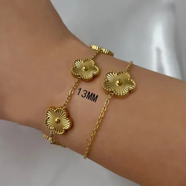 Classic Stainless Steel Hot Selling Golden Clover Adjustable Bracelet Luxury Five Leaf Flower Bracelet Jewelry For Women Gift 1