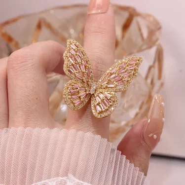 New Sight New Fashion Brand Jewelry Zirconia Butterfly Engagement Rings for Women Gift Adjustable Open Wedding Rings 3