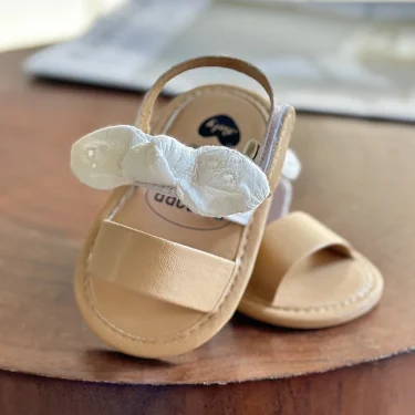 Baby Girls Sandals Ruffle Bowknot Premium Soft Sole Anti-Slip Open Toe Breathable Summer Outdoor First Walker Shoes Baby Sandals 3