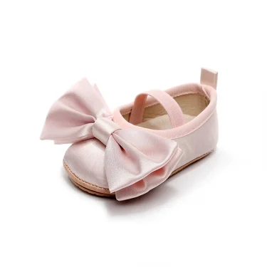 Princess Baby Girls Moccasins Cute Big Bowknot Soft Sole Flat Shoes for Infant Prewalker Anti-Slip Shoes First Walker Crib Shoes 6
