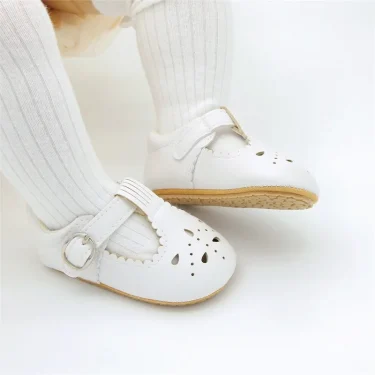 Princess Baby Girls Shoes Cute Moccasinss PU Leather Hollow-Out Soft Sole Rubber Flats Shoes Newborn First Walker Non-Slip Shoes 2