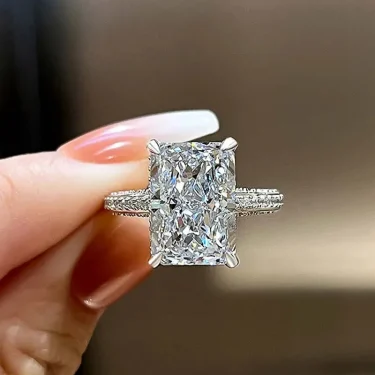 Huitan Simple and Elegant Rectangle Cut CZ Rings for Women Luxury Engagement Wedding Bridal Accessories Temperament Lady Jewelry 2