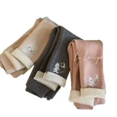 Girls Fleece Leggings Autumn WInter Korean Velvet Warm Pants 1-6Years Old Girl Casual Thicken Trousers 5