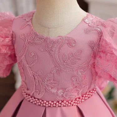 Toddler Baby Girls Birthday Party Princess Dress Elegant Girl Embroidery Flower White Baptism Tutu Gown Infant Wedding Costume 4