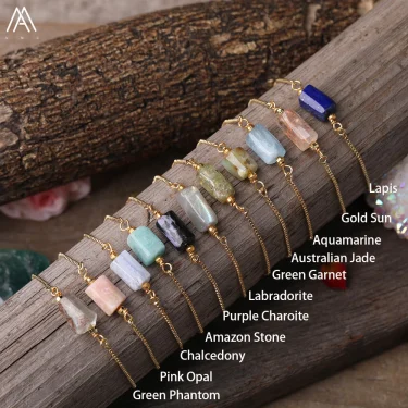Natural Jades Stone Single Nugget Beads Bracelet Women Quartz Crystal Bohemia Friendship Jewlry Giftss 6