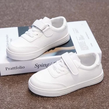 Children White Sneakers Pu Leather Breathable School Kids Casual Shoes Fashion All-match 25-36 Anti-slip Boys Girls Board Shoe 3