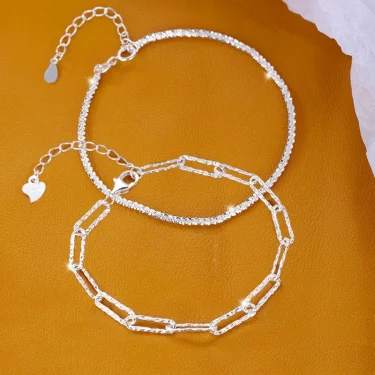 Sparkling 925 Sterling Silver Bracelets for Women Fashion Korean Designer Double Layered Starry Sky Bracelets Wedding Jewelry 4