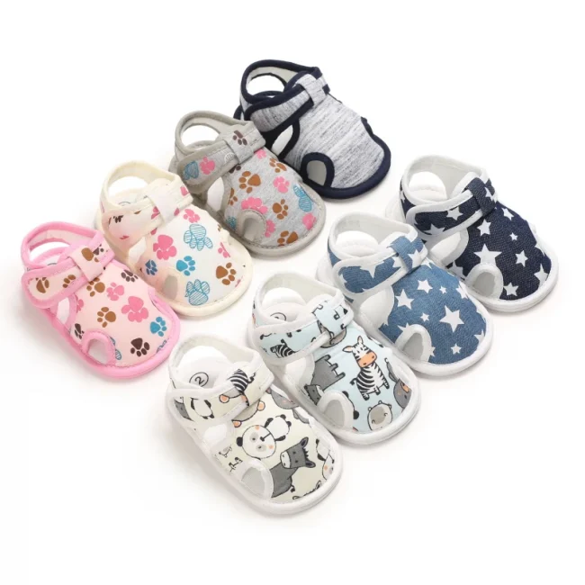 Baby Shoes Boys Girls Cute Bear Animal Print Sandals Cotton Soft Sole Newborn Walker Toddler Shoe 6