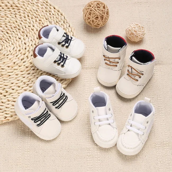 Baby baptism Shoes For Boy Newborn White Baby Causal Shoes Soft Sole Antiskid Baby Boy Shoes Toddler Infant Baby Walker Shoes 2