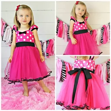 Cute Baby Girl Dress Minnie Mouse Cosplay Vestidos Toddler Kids Party Costume Polka Dot Clothes Children Birthday Fancy Dress Up 6