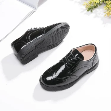Kids Shoes For Boys Genuine Leather Shoes For Kids Wedding School Show Dress Flats Light Classic Black Children Loafer Moccasins 1