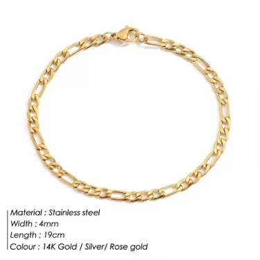 Couple Bracelet 4/6/8mm Figaro Chain Love Gift Men Jewelry Stainless Steel Party Accessories Women Stacking Bracelets 3