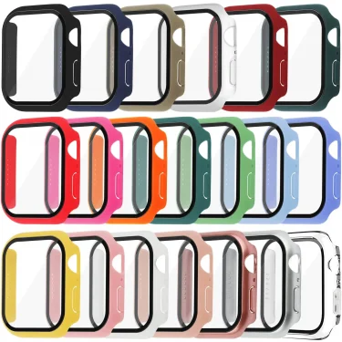 Tempered Glass+Cover For Apple watch Case 45mm 41mm 44mm 40mm 42mm Screen Protector Apple Watch Accessories serie 9 4 5 6 SE 7 8 1
