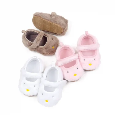 Cute Baby Girl Casual Shoes Spring and Autumn Warm Plush Three Colors TPR Sole Anti Slip Cartoon Design Prewalker Shoes BHF4220 1