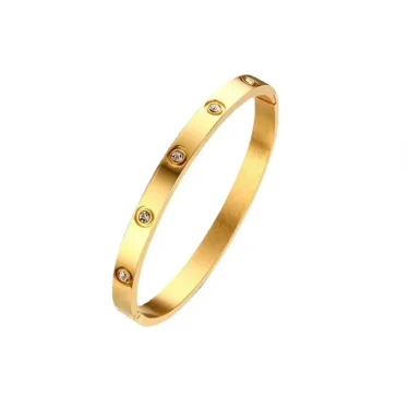Gold Plating Lover Bracelets&Bangles for Women Rose Gold Color Stainless Steel Charming CZ Cuff Bracelet Luxury Jewellery Gifts 6