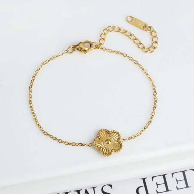 Classic Stainless Steel Hot Selling Golden Clover Adjustable Bracelet Luxury Five Leaf Flower Bracelet Jewelry For Women Gift 4