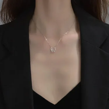 Fashion Women Crystal Zircon Pendant Necklace for Women Girl Crystal Chain Necklace Punk Party Jewelry butterfly necklace 6