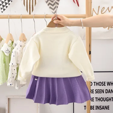 Elegant Kids Knitwear Set Soft Cardigan Sweater Combo Girls Autumn and Winter Children Sets Casual Daily Wear Children Clothing 2