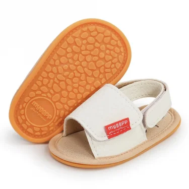 Classic Leather Baby Sandals Baby Boys Baby Girls Non-slip Solid Color Bow Baby Walking Soft Rubber Bottom Hundred Garden Shoes 2