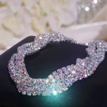 Luxury Shining Colorful Rhinestone Bracelet for Women Adjustable Charm Silver Color Bracelet Wedding Bracelets & Bangles Jewelry 3