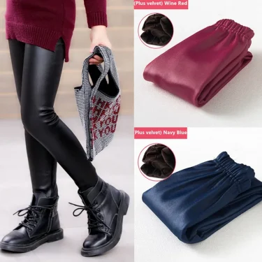 Kids Girls Leggings Autumn Winter Solid Children Warm Trousers Girl Casual PU Leather Pencil Pants Cute Toddler Leegings 1