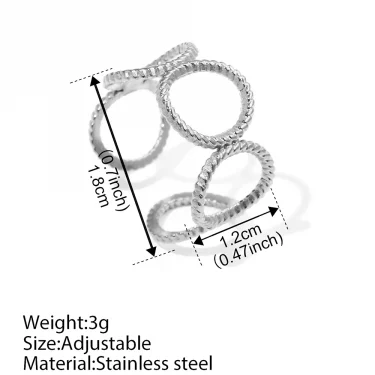Stainless Steel Rings Minimalist Hollow Orbicular Open Lover Ring Personality Design O-Word Ring For Women Jewelry Everyday Wear 5