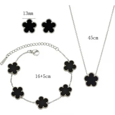 Clover Bracelet for Women Girls 14K Gold Silver Plated Stainless Steel Five Leaf Flower Dainty Lucky Link Bracelets Jewelry 2
