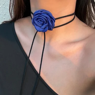 Romantic Gothic Big Rose Flower Clavicle Chain Necklace for Women Ladies Korean Fashion Adjustable Rope Choker Y2K Accessories 2